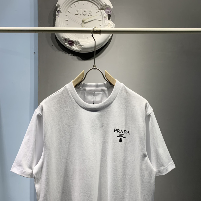 Prada Cotton T-Shirt With Re-Nylon Details - DesignerGu