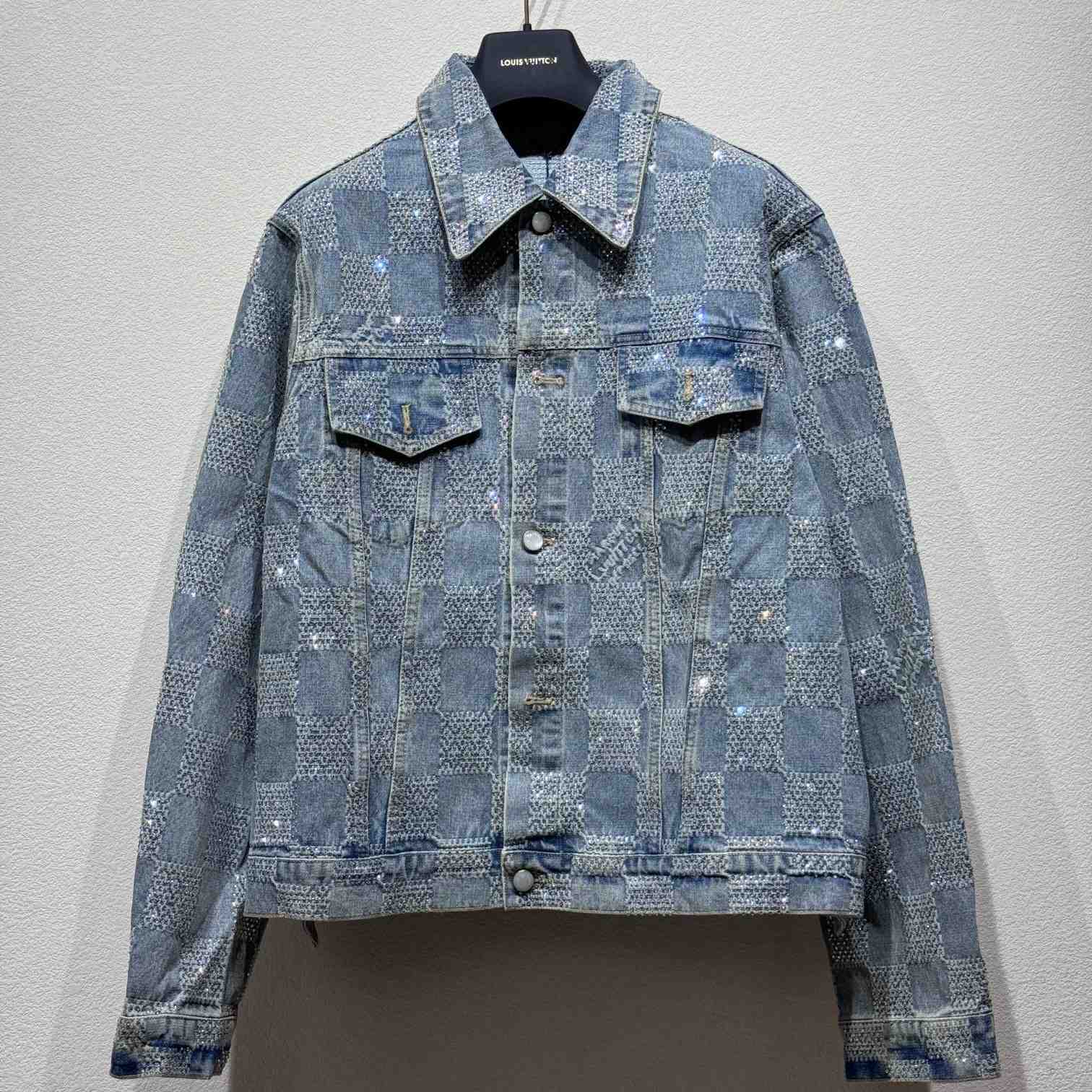 Louis Vuitton Embellished Damier Denim Jacket  1AFWXC - DesignerGu