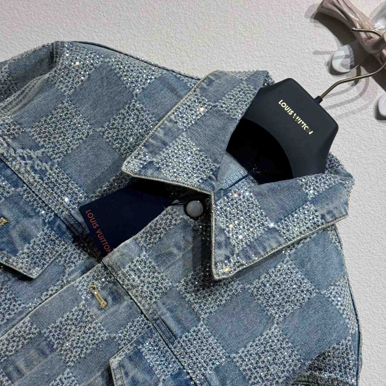 Louis Vuitton Embellished Damier Denim Jacket  1AFWXC - DesignerGu