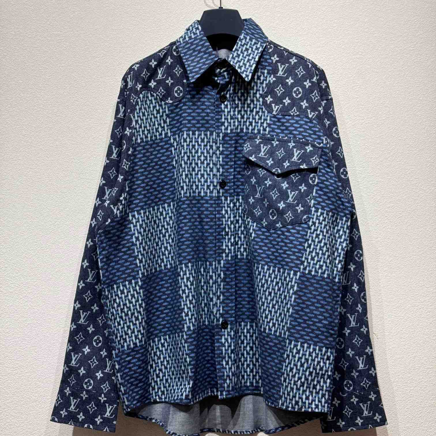 Louis Vuitton x Nigo MNGM Waves Giant Damier Flannel Shirt - DesignerGu