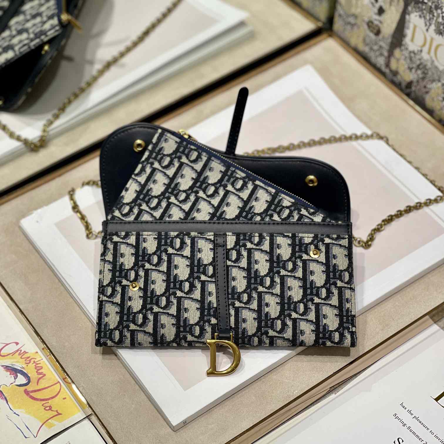 Dior Saddle Pouch With Chain - DesignerGu