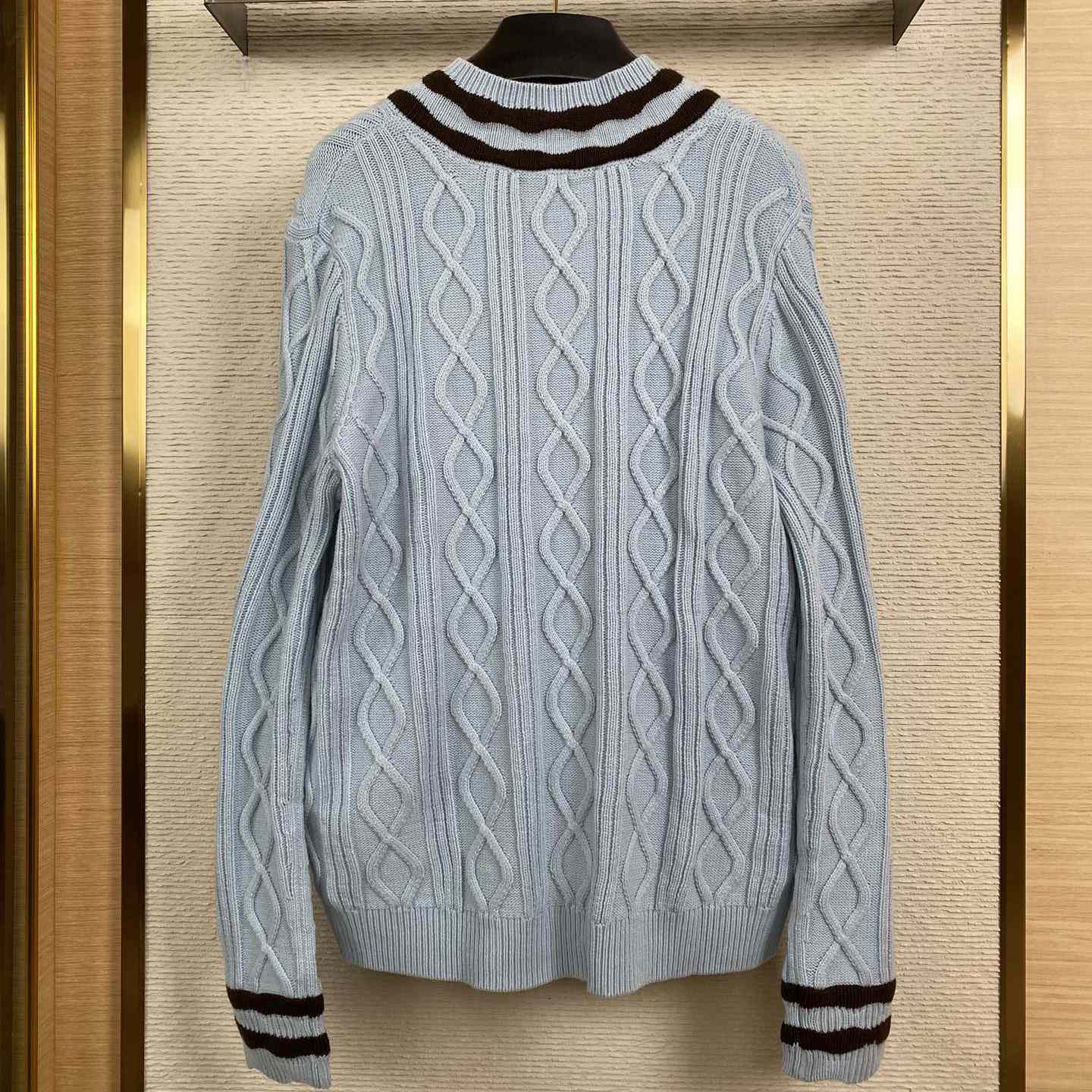 Louis Vuitton Cable-Knit Wool And Mohair V-Neck Pullover   1AFPYY - DesignerGu