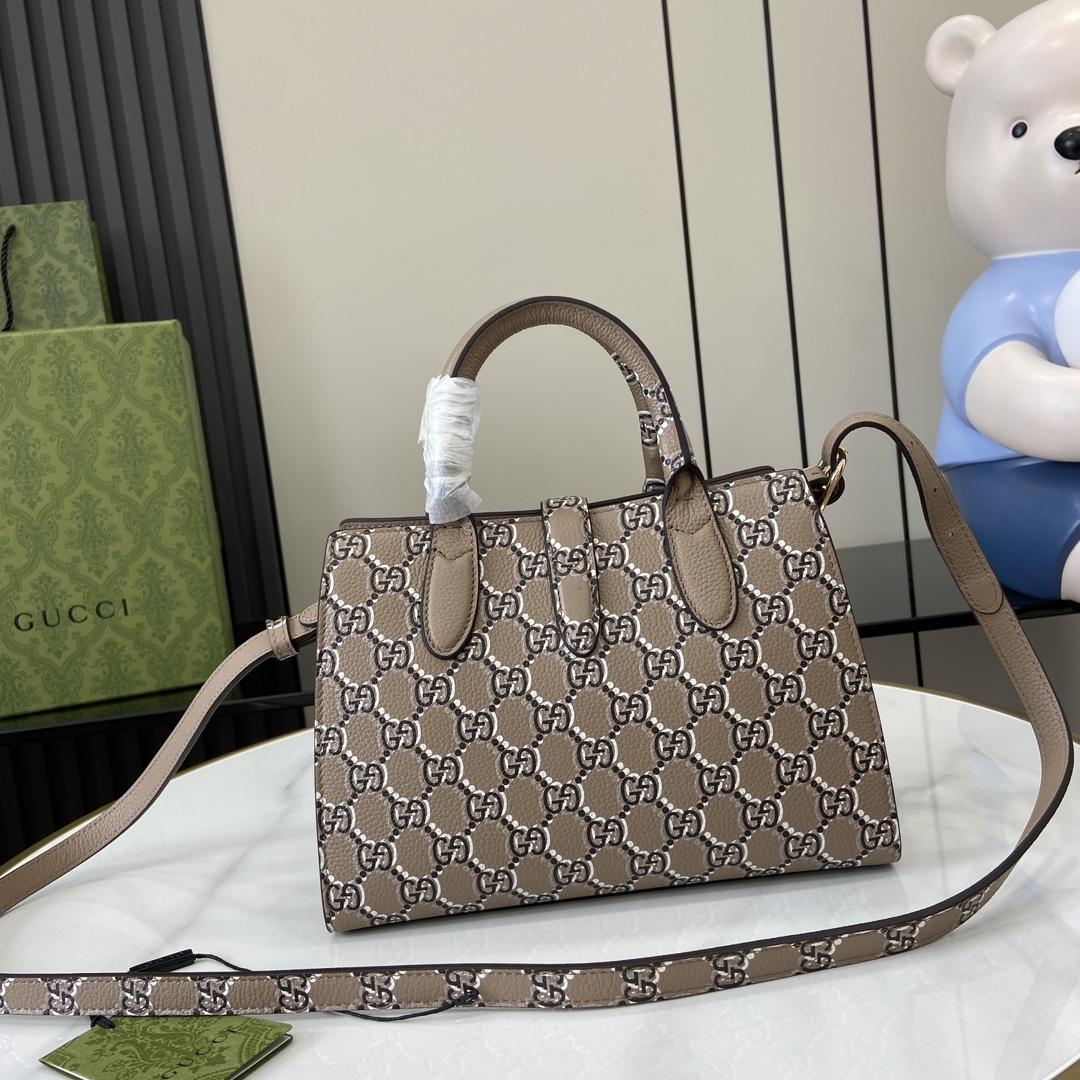 Gucci Small Tote Bag With GG Shadow  - DesignerGu