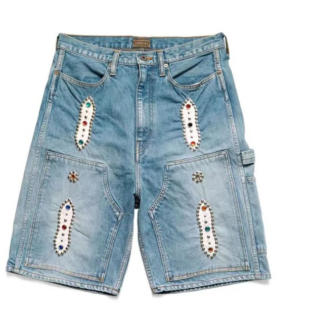 Kapital Studded Gem Denim Shorts - DesignerGu