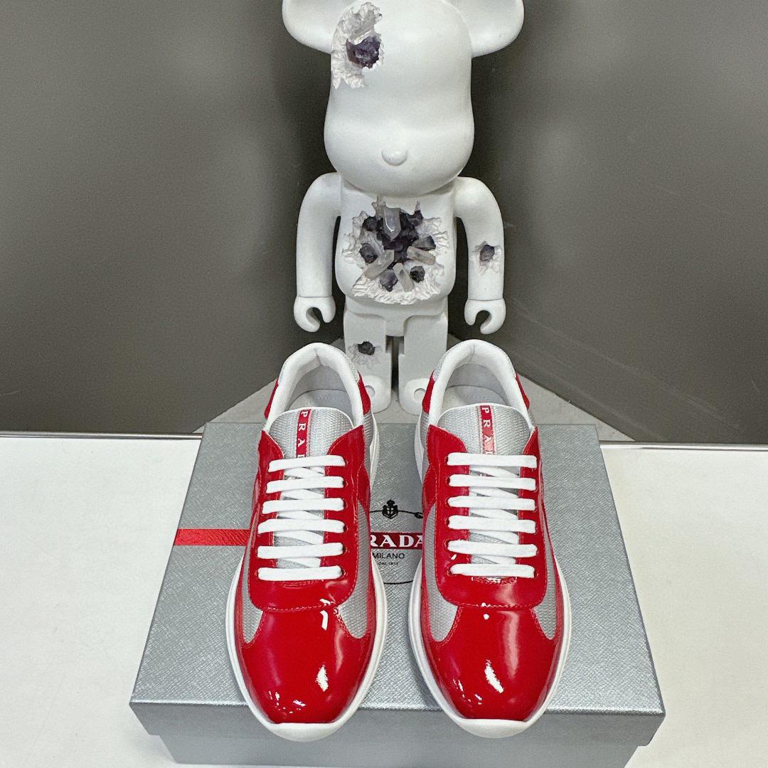 Prada Patent Leather And Technical Fabric Prada America's Cup Sneakers - DesignerGu