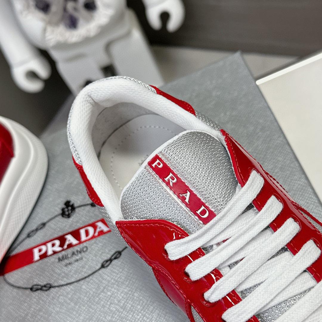 Prada Patent Leather And Technical Fabric Prada America's Cup Sneakers - DesignerGu