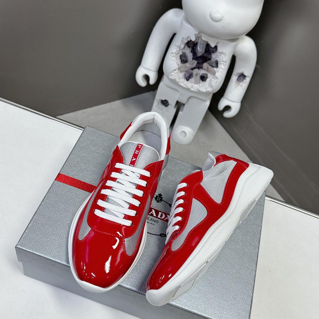 Prada Patent Leather And Technical Fabric Prada America's Cup Sneakers - DesignerGu