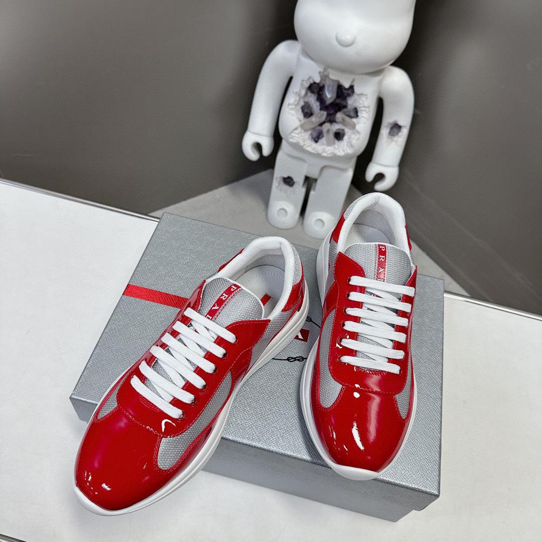 Prada Patent Leather And Technical Fabric Prada America's Cup Sneakers - DesignerGu