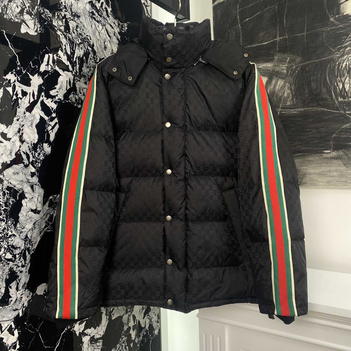 Gucci GG Nylon Jacquard Jacket With Web - DesignerGu