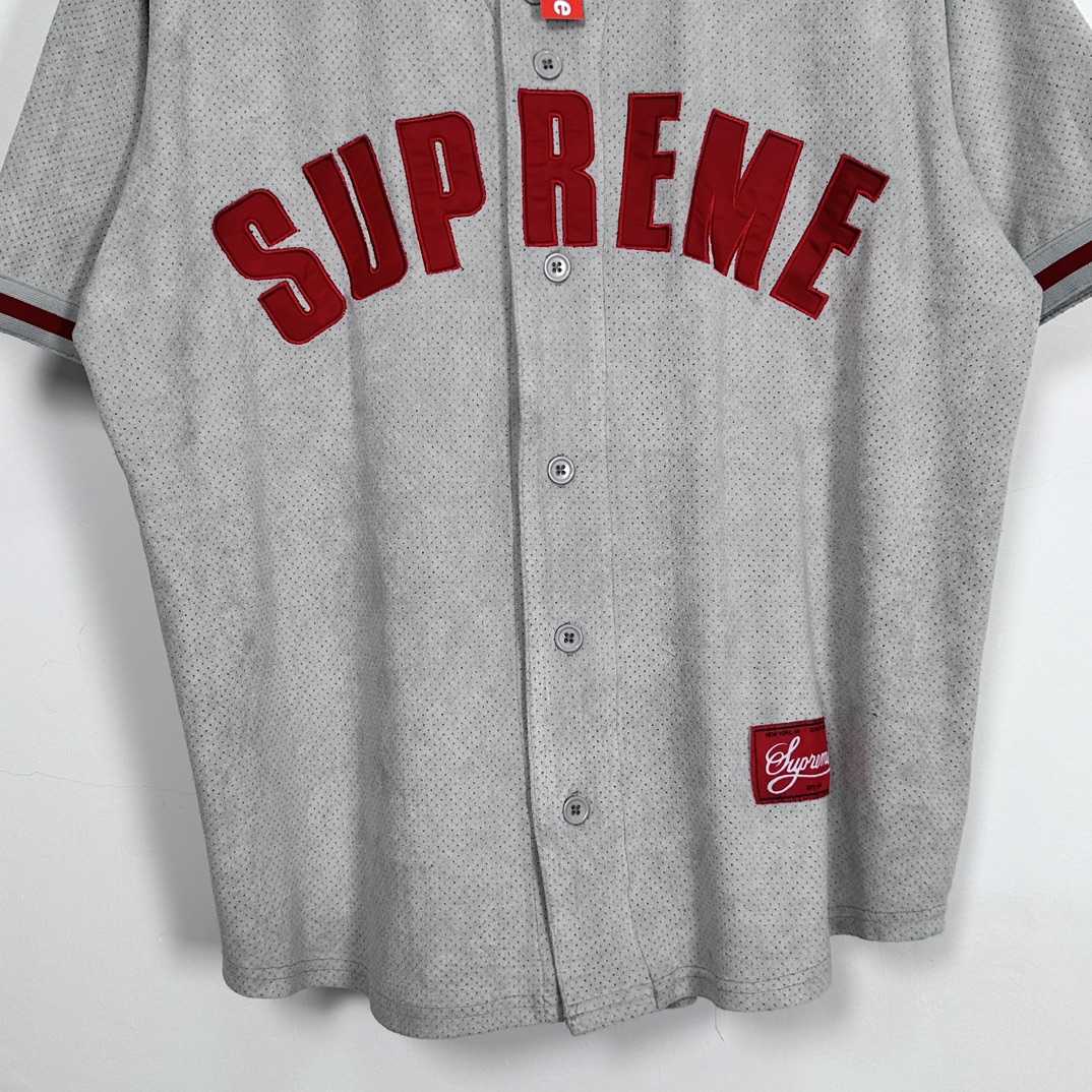 Supreme Ultrasuede Mesh Baseball Jersey - DesignerGu