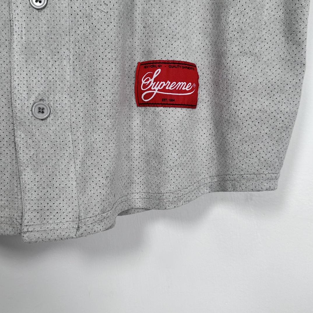 Supreme Ultrasuede Mesh Baseball Jersey - DesignerGu