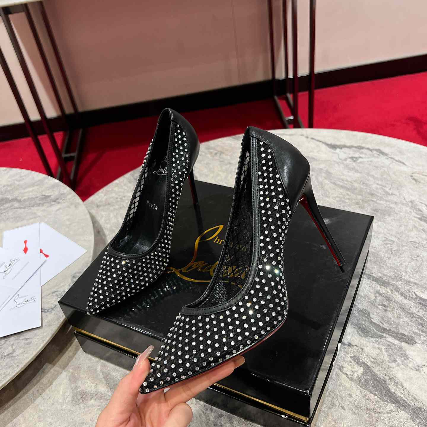 Christian Louboutin Apostropha Mesh Stras  80 mm - DesignerGu