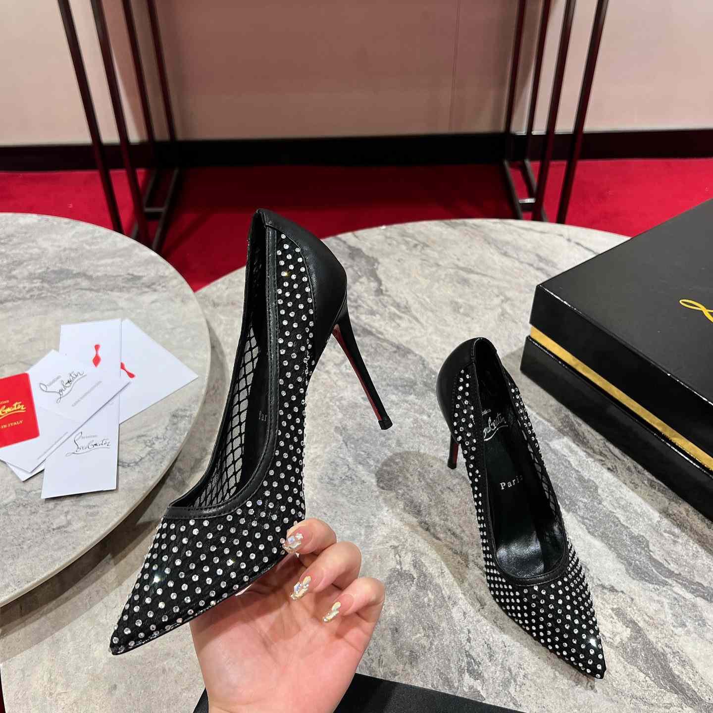 Christian Louboutin Apostropha Mesh Stras  80 mm - DesignerGu