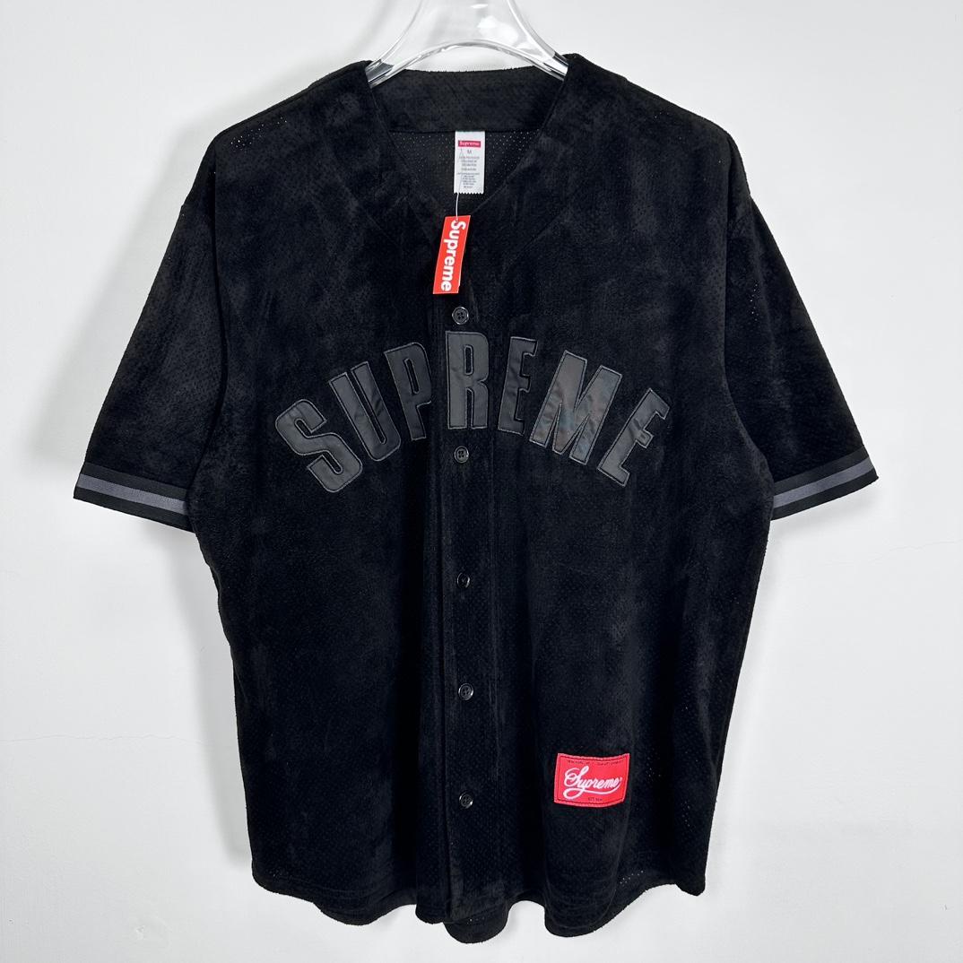 Supreme Ultrasuede Mesh Baseball Jersey - DesignerGu