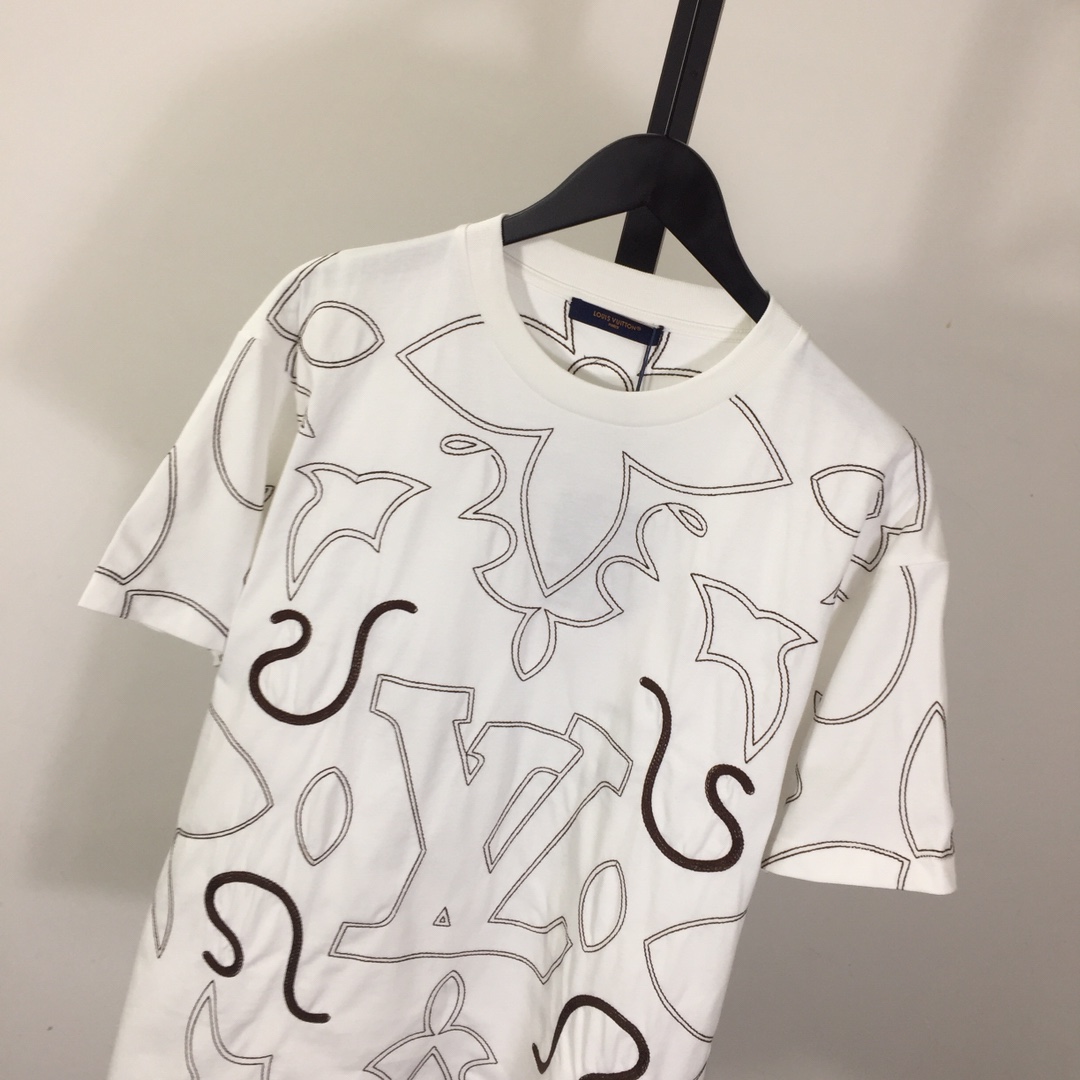 Louis Vuitton Embroidered Cotton T-Shirt   1AFWVN - DesignerGu