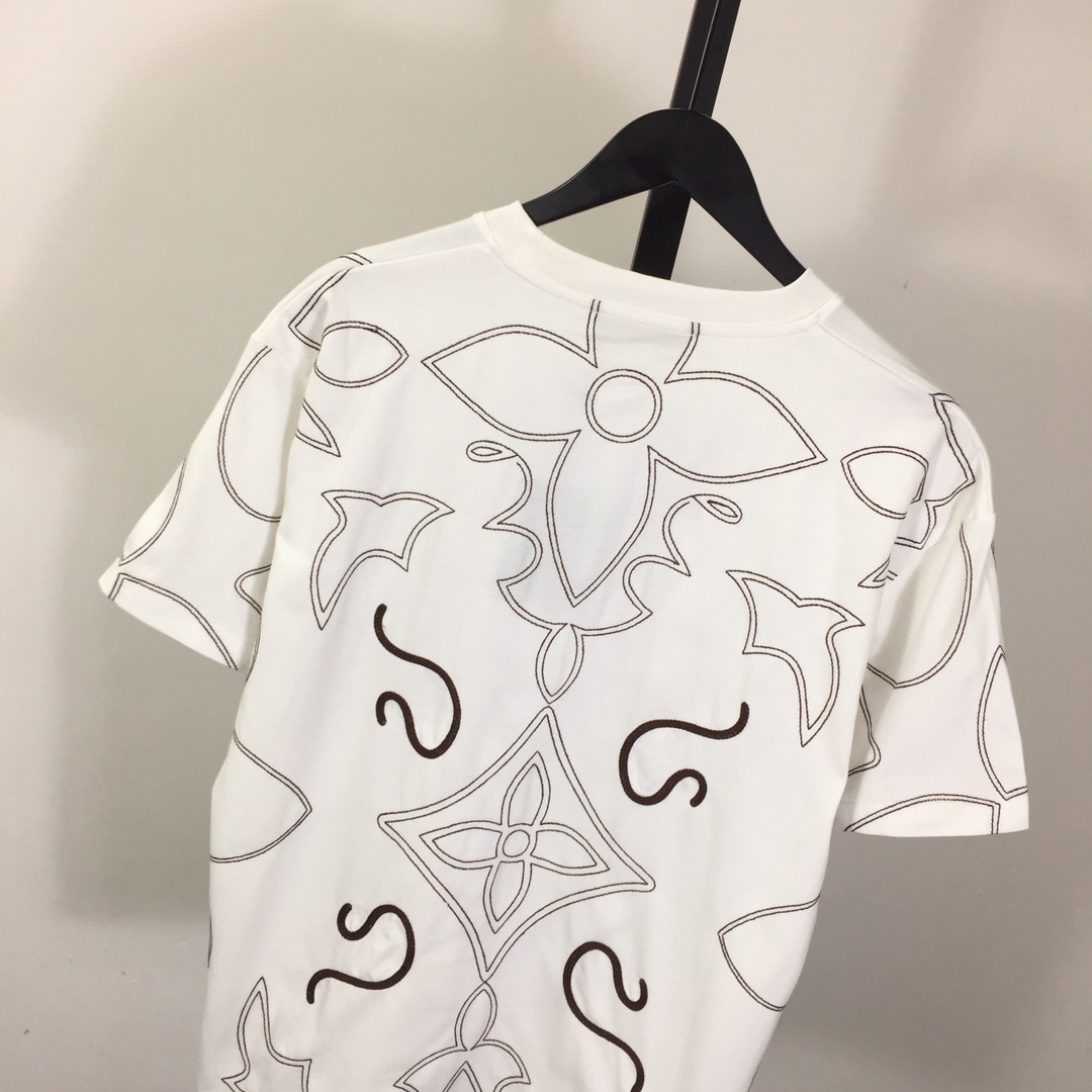 Louis Vuitton Embroidered Cotton T-Shirt   1AFWVN - DesignerGu