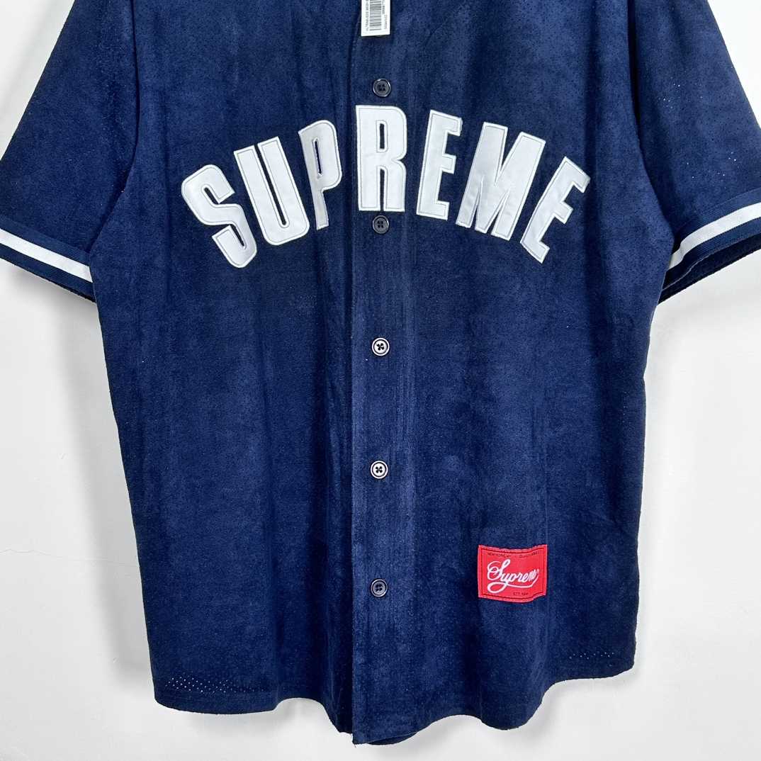 Supreme Ultrasuede Mesh Baseball Jersey - DesignerGu