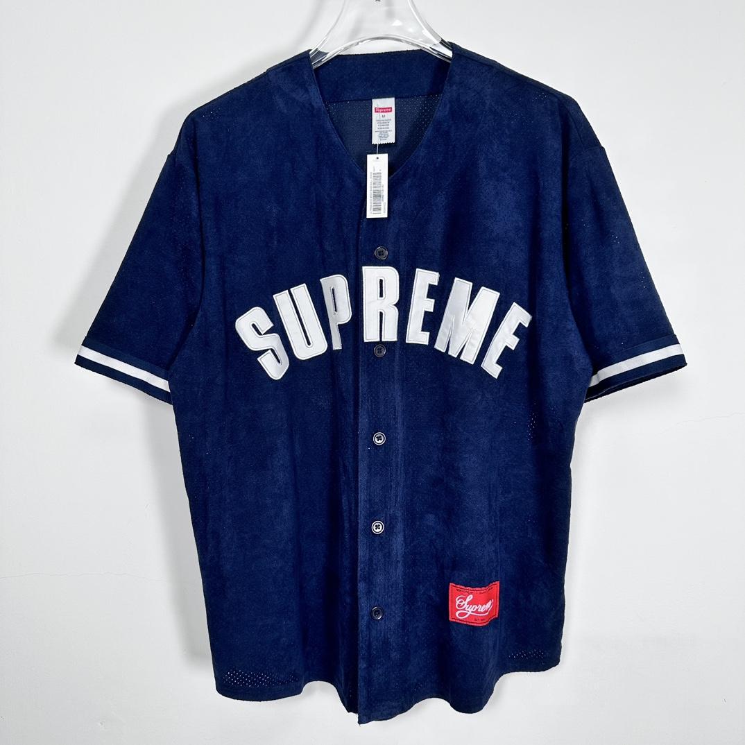 Supreme Ultrasuede Mesh Baseball Jersey - DesignerGu