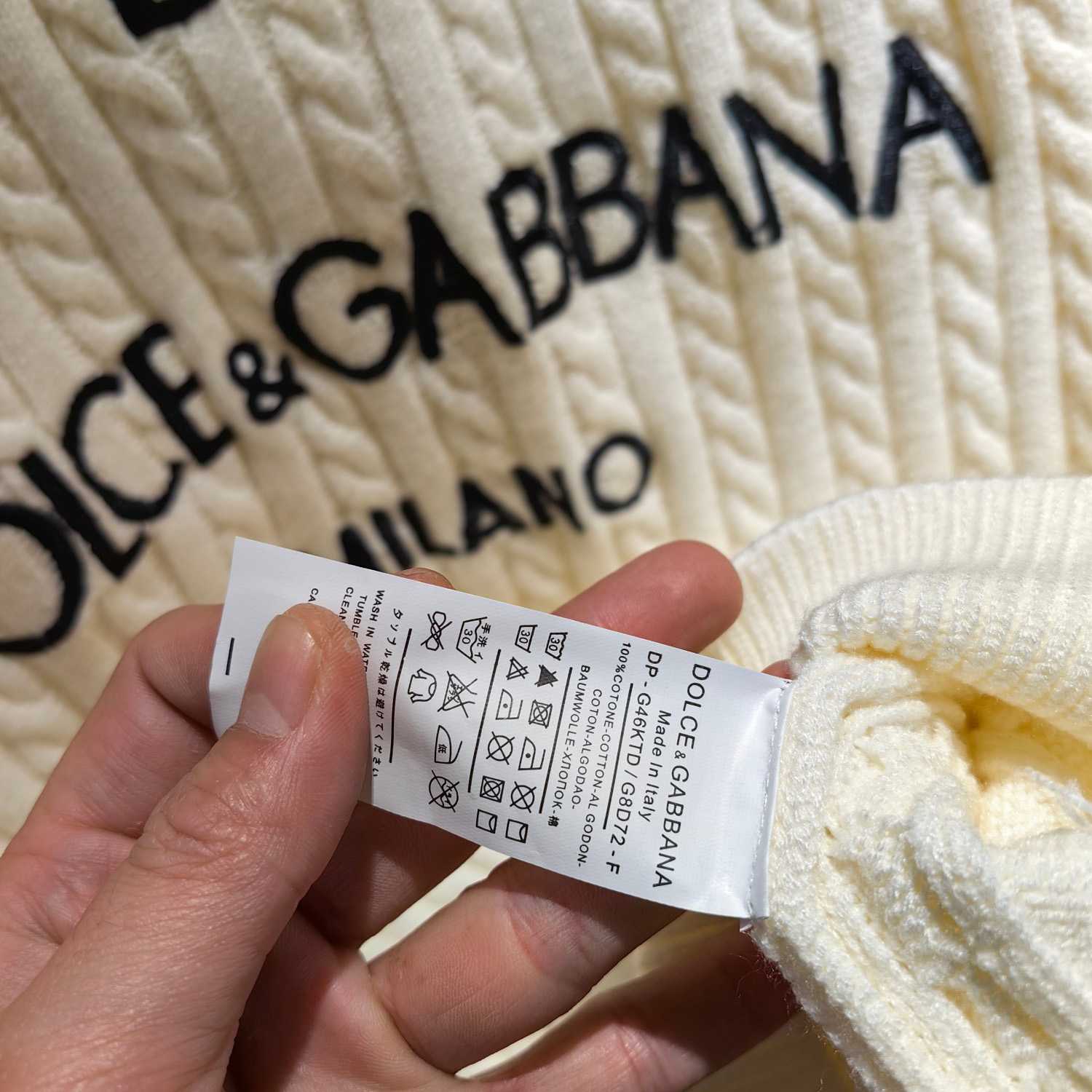 Dolce & Gabbana White Logo-embroidery Virgin Wool Jumper - DesignerGu