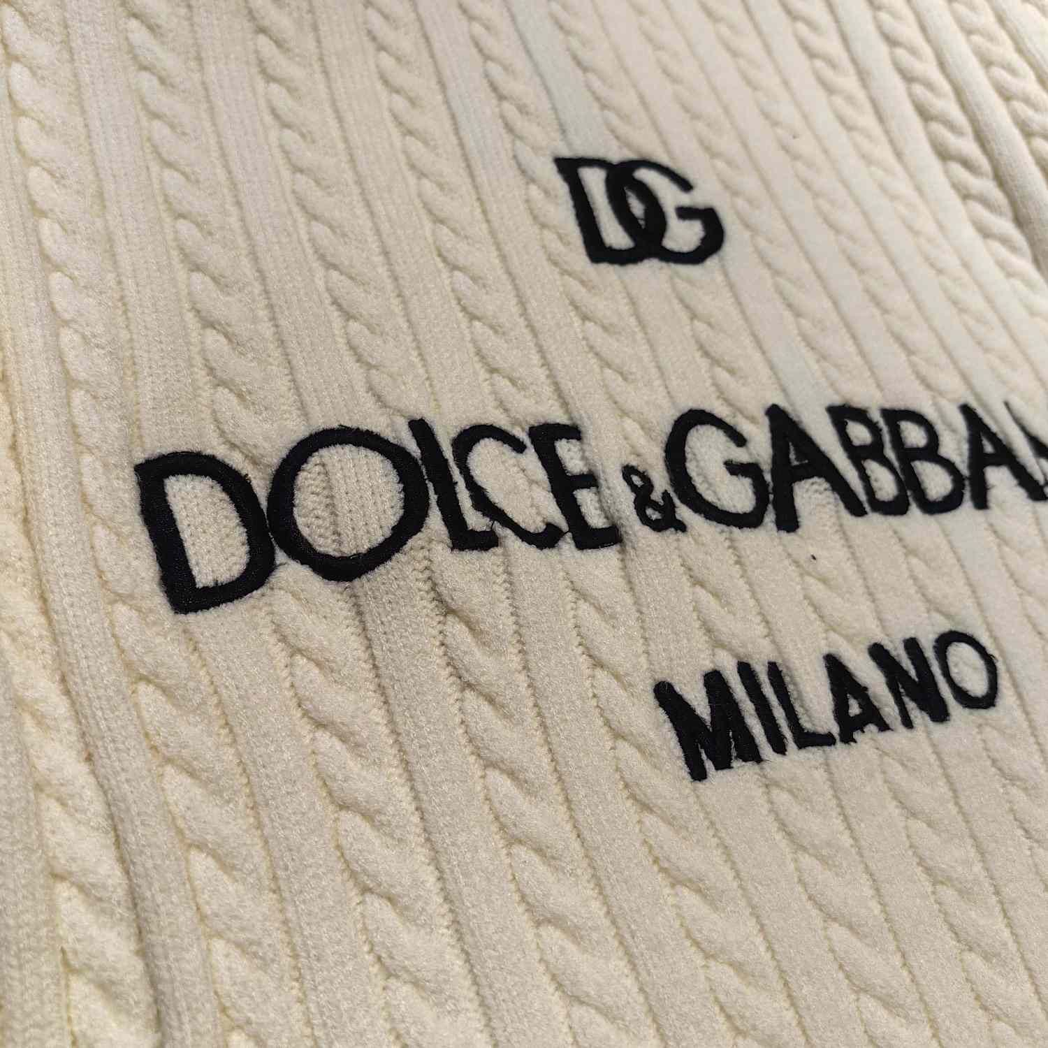 Dolce & Gabbana White Logo-embroidery Virgin Wool Jumper - DesignerGu