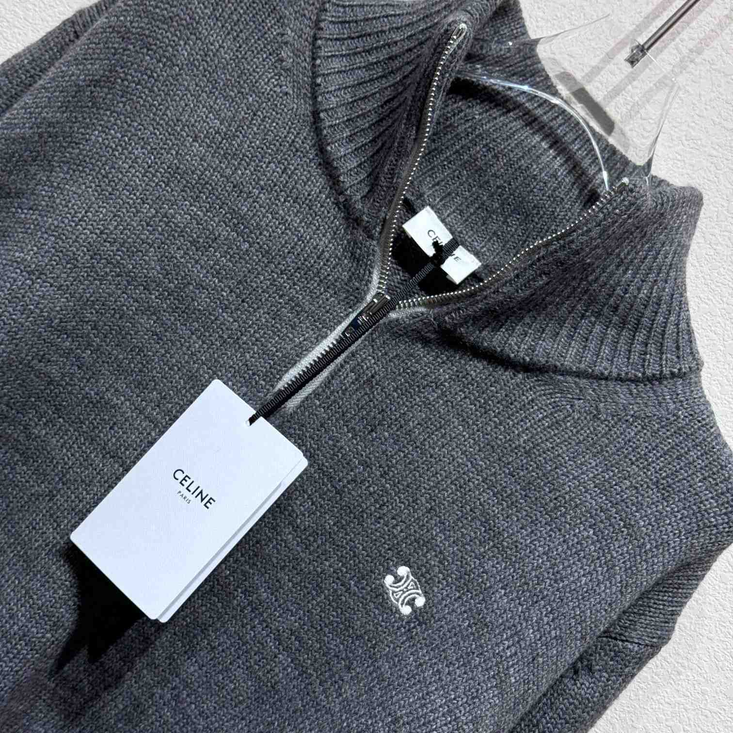 Celine Triomphe Trucker Sweater In Wool And Cashmere - DesignerGu