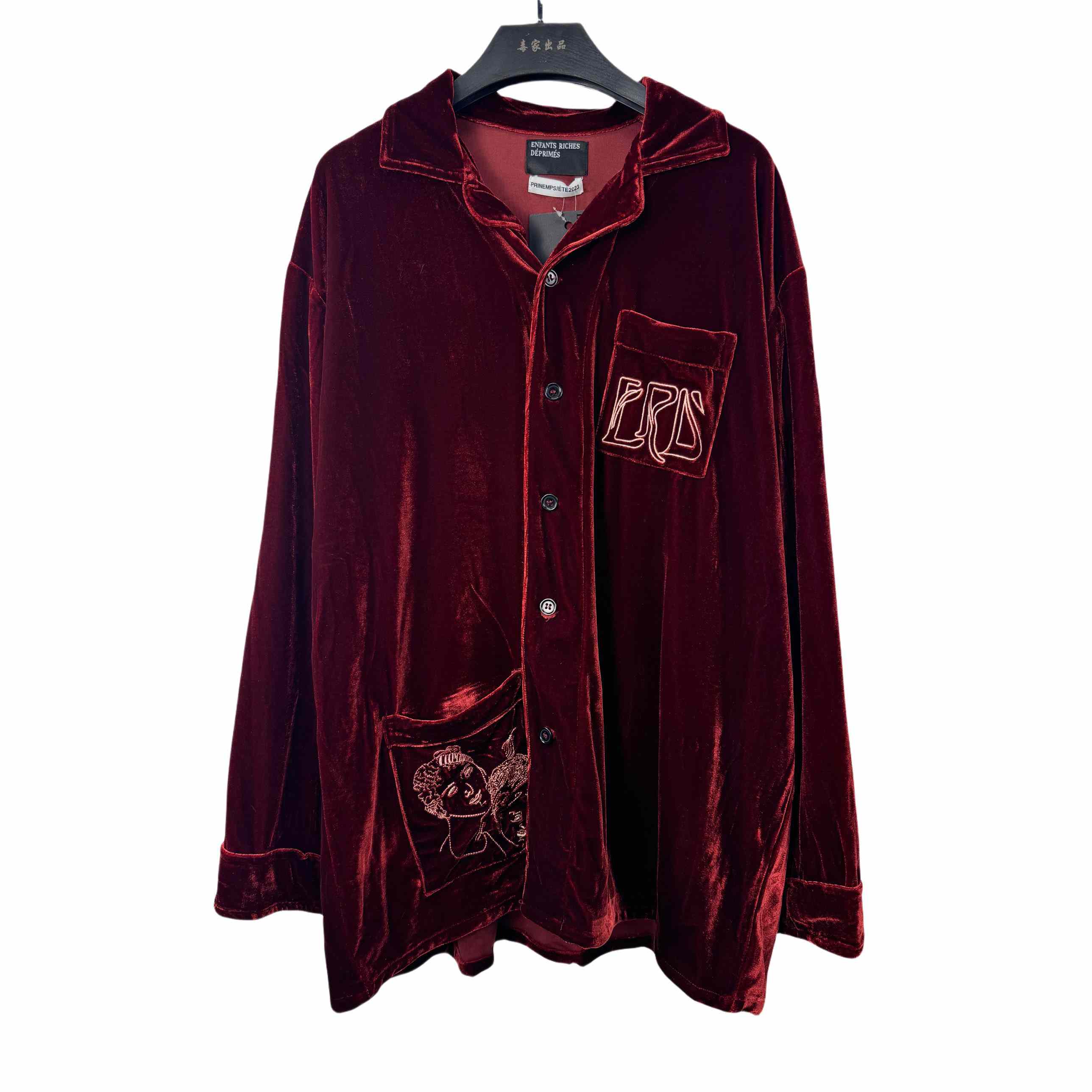 Enfants Riches Deprimes Red Velvet Shirt Coat - DesignerGu