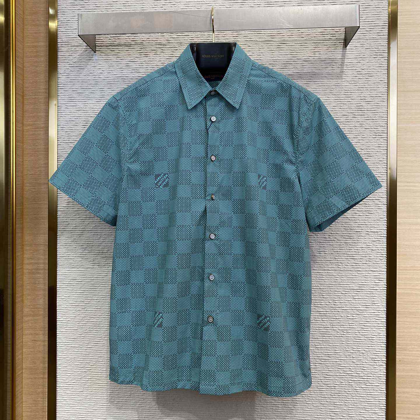 Louis Vuitton Printed Short-Sleeved Cotton Shirt  1AFQXW - DesignerGu