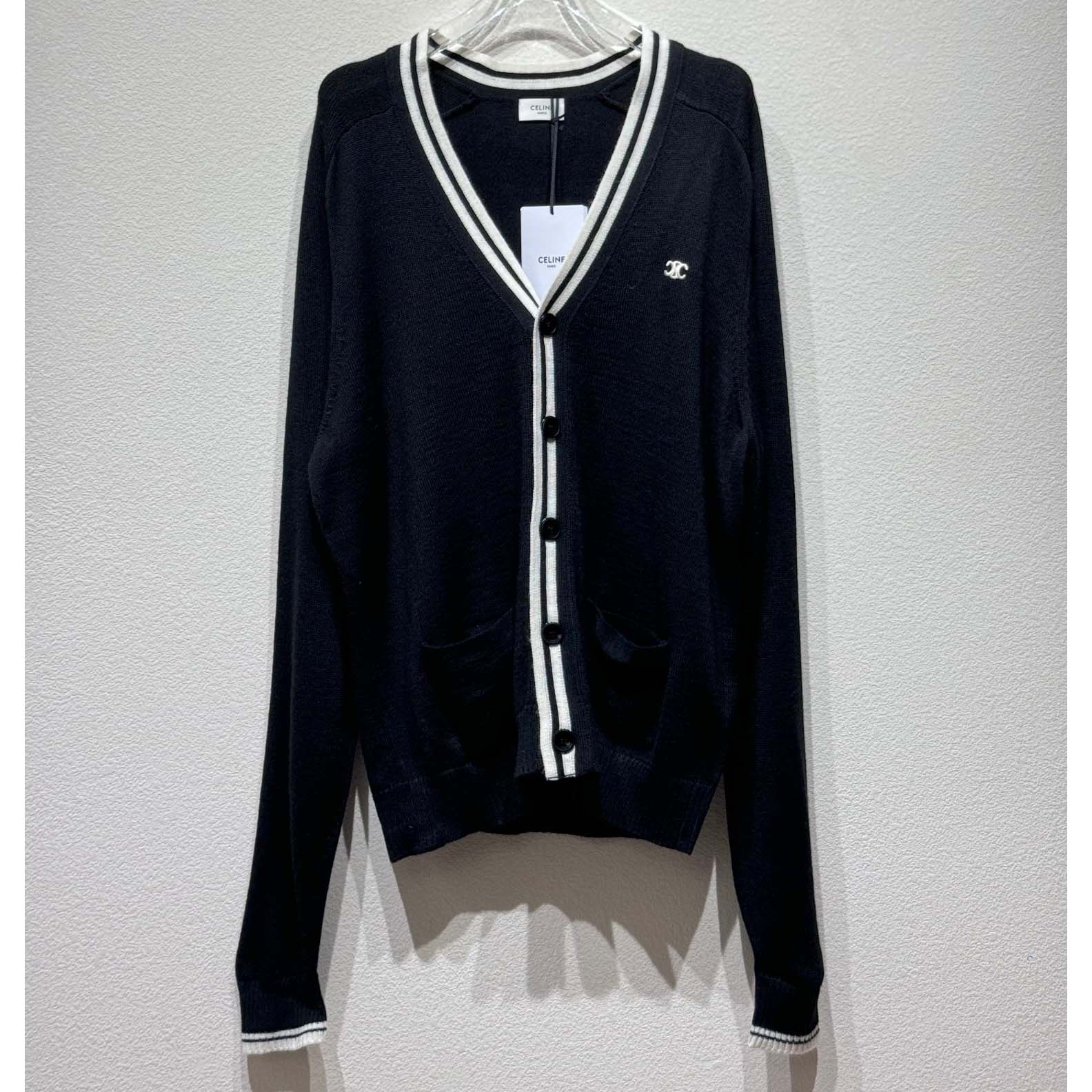 Celine Triomphe Cardigan In Wool - DesignerGu