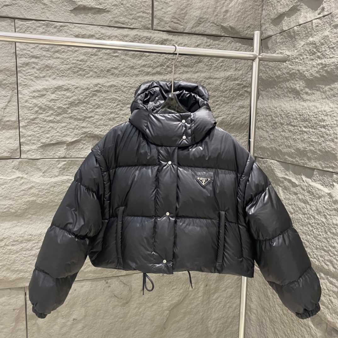 Prada Re-Nylon Convertible Cropped Down Jacket - DesignerGu