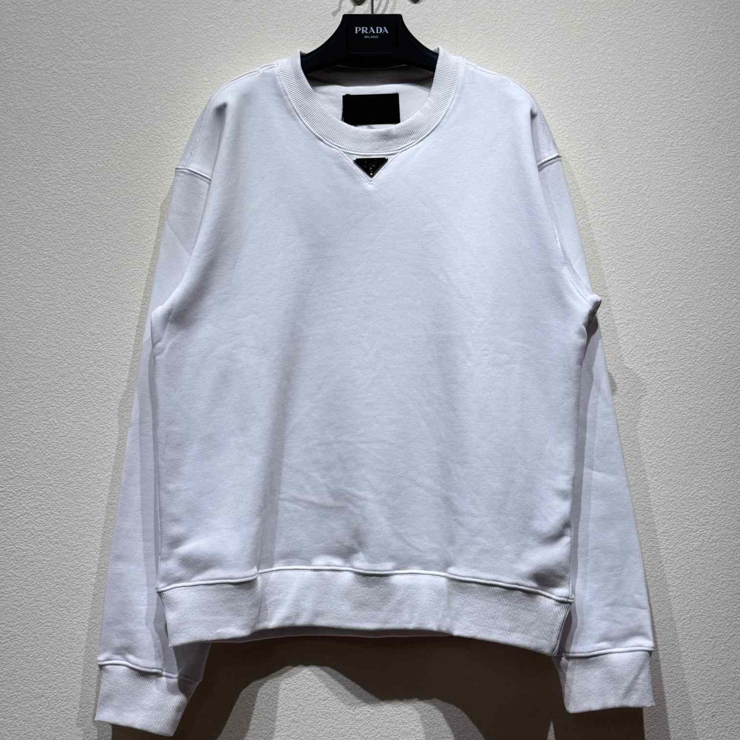 Prada Oversized Cotton Sweatshirt With Triangle Logo - DesignerGu