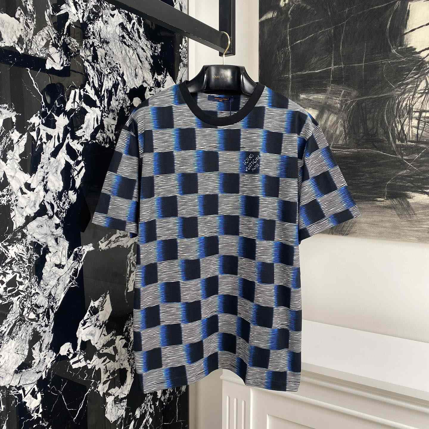 Louis Vuitton Damier Short-Sleeved Cotton T-Shirt   1AFB30 - DesignerGu