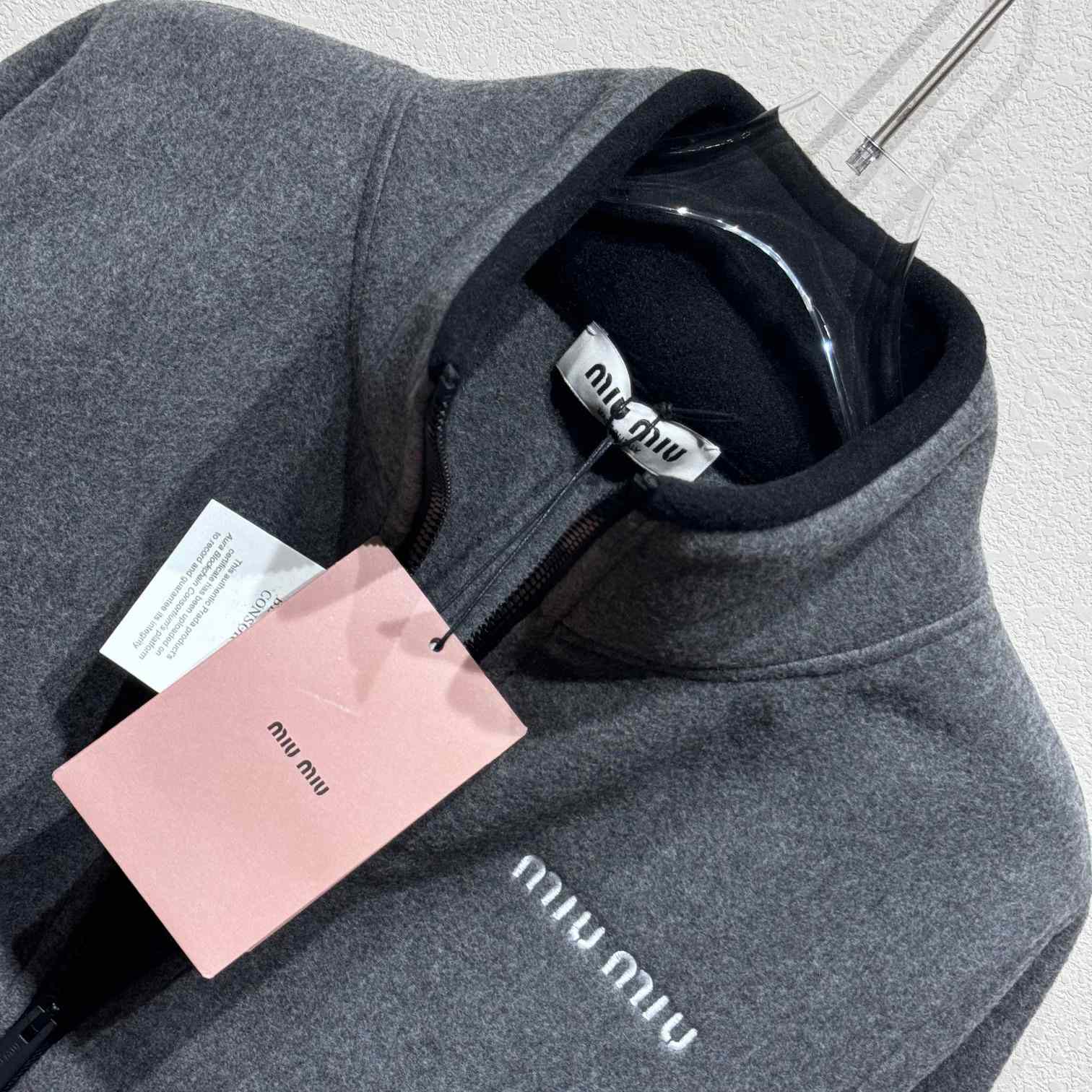 Miu Miu Logo-embroidered Fleece Sweatshirt - DesignerGu