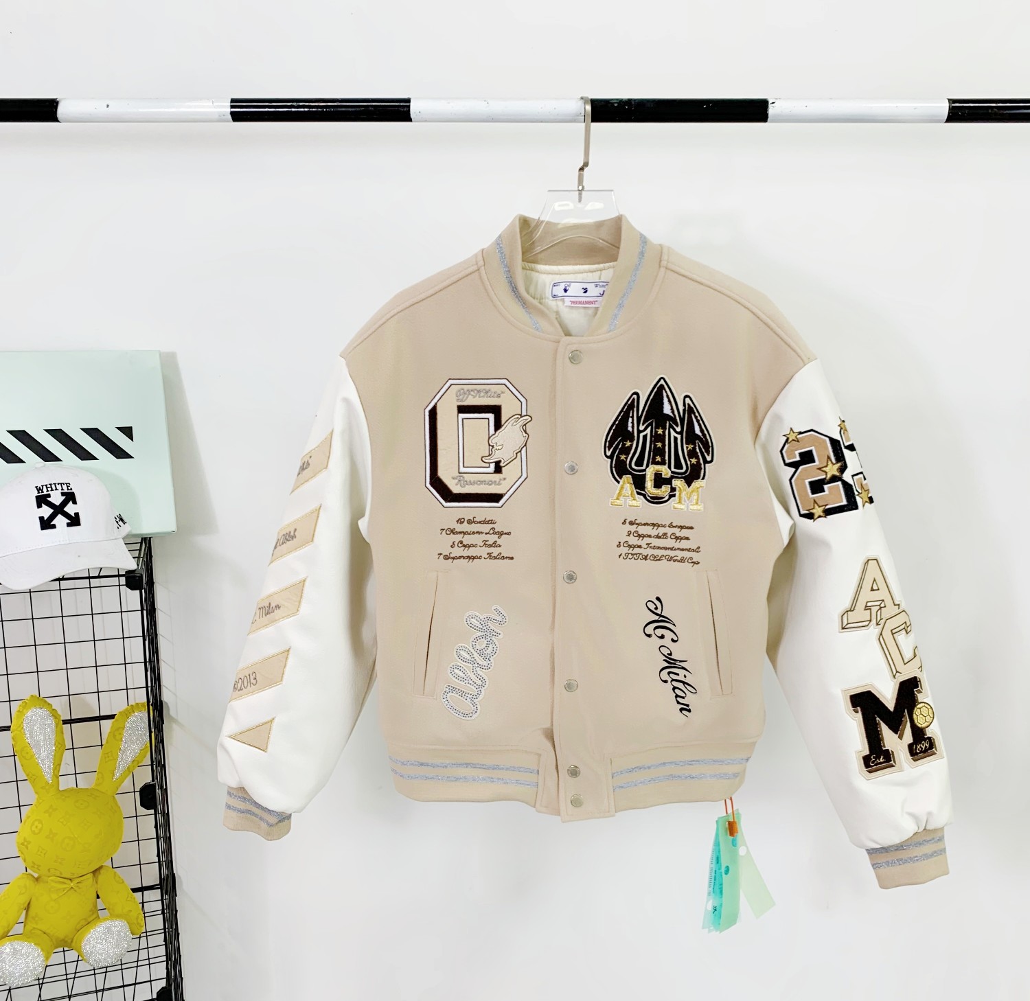 Off-White AC Milan Patch Varsity Jacket - DesignerGu