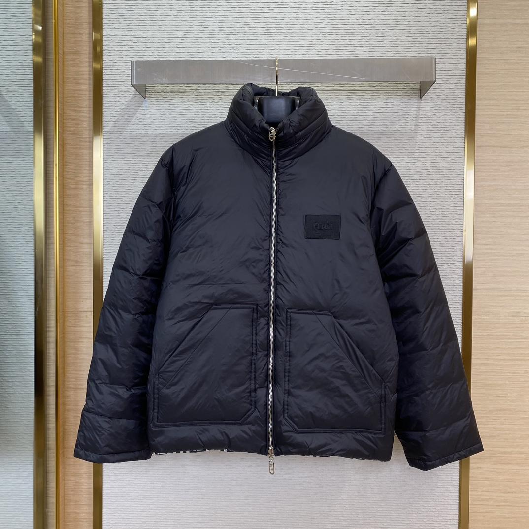 Fendi Logo-patch Reversible Puffer Jacket - DesignerGu