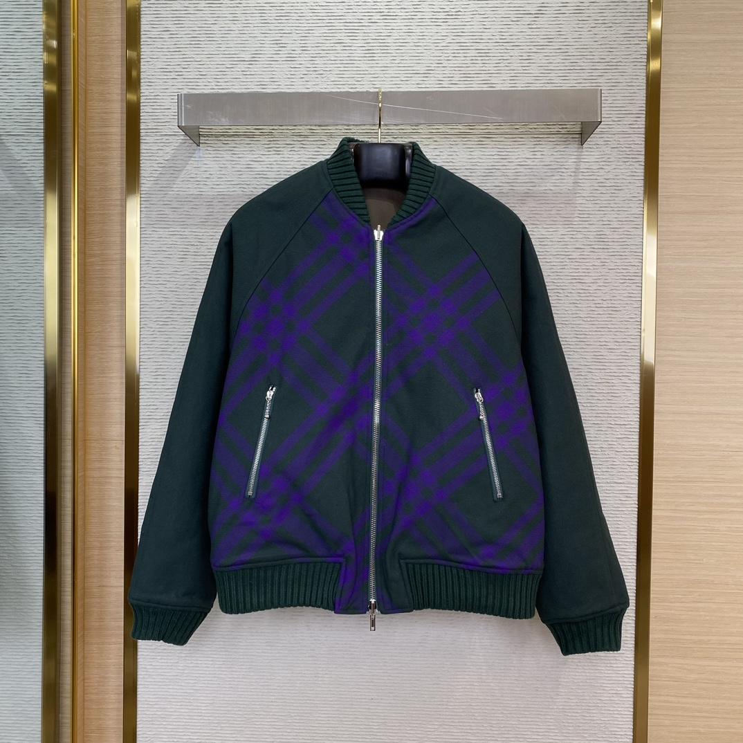 Burberry Checked-Pattern Reversible Twill Bomber Jacket - DesignerGu