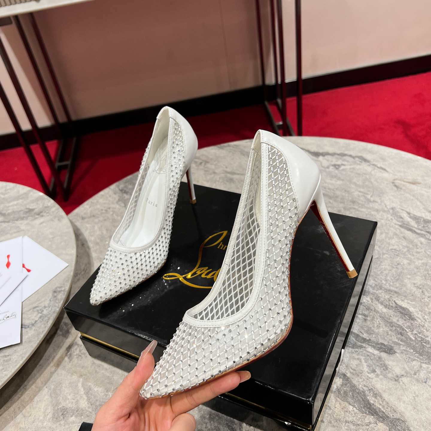 Christian Louboutin Apostropha Mesh Stras  80 mm - DesignerGu