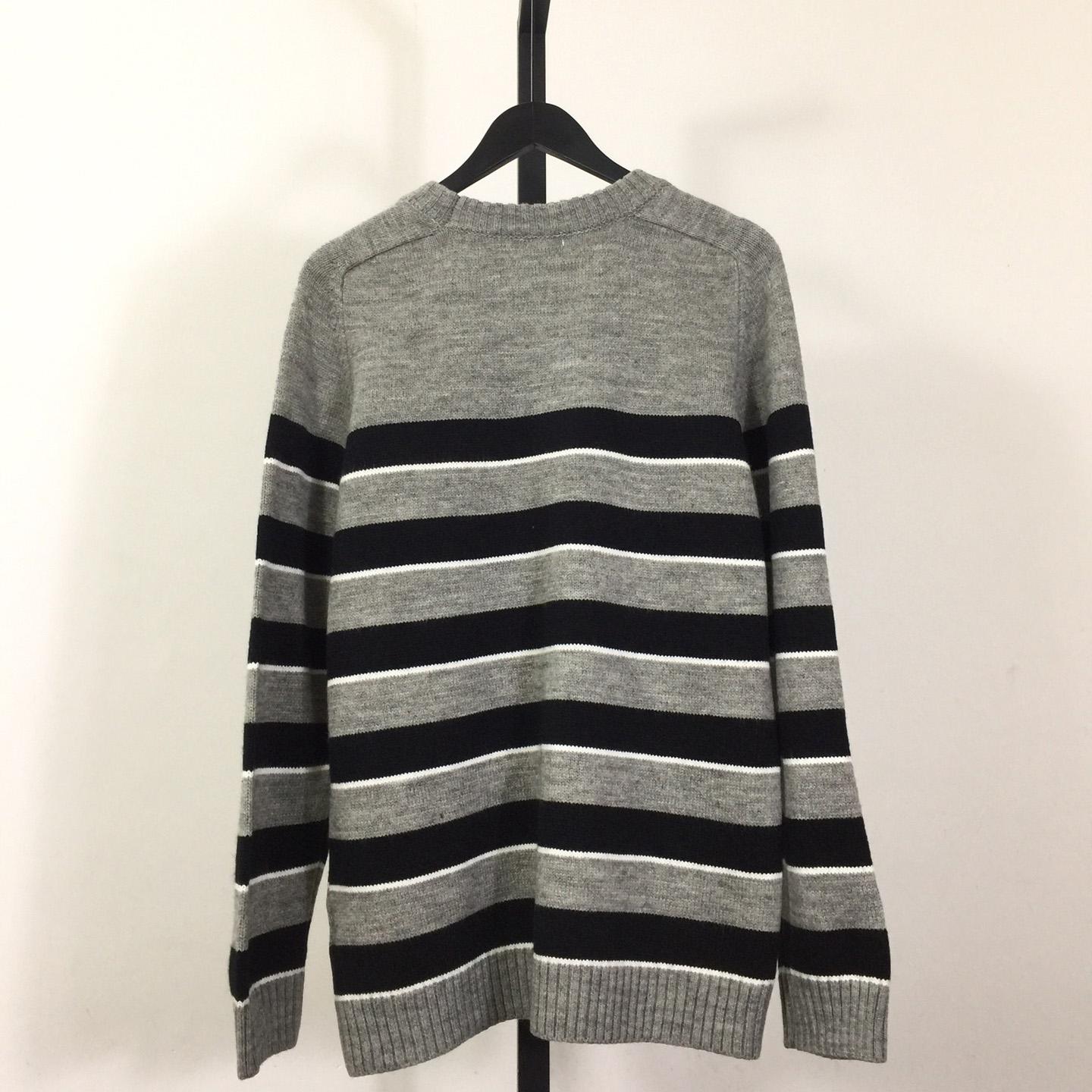 Celine Striped Triomphe Crew Neck Sweater In Wool - DesignerGu