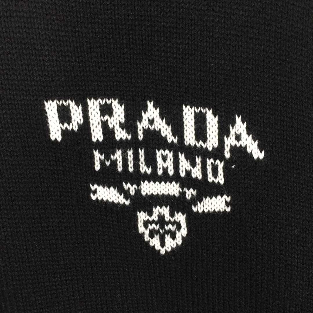 Prada Intarsia Knit Logo Zip-Up Cardigan - DesignerGu