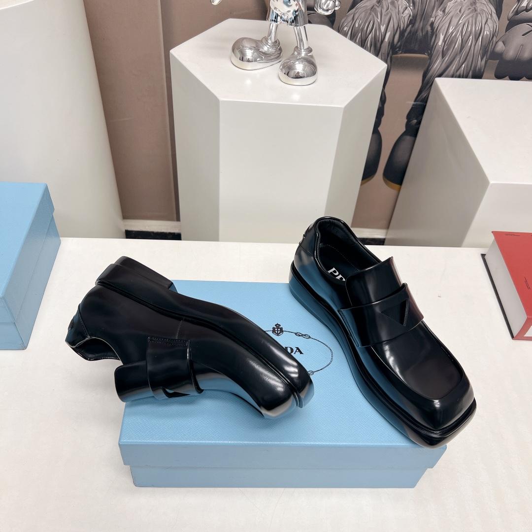 Prada Brushed Leather Loafers - DesignerGu