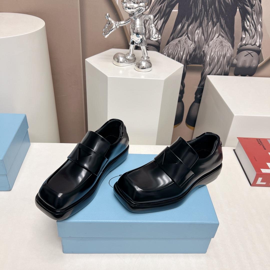 Prada Brushed Leather Loafers - DesignerGu