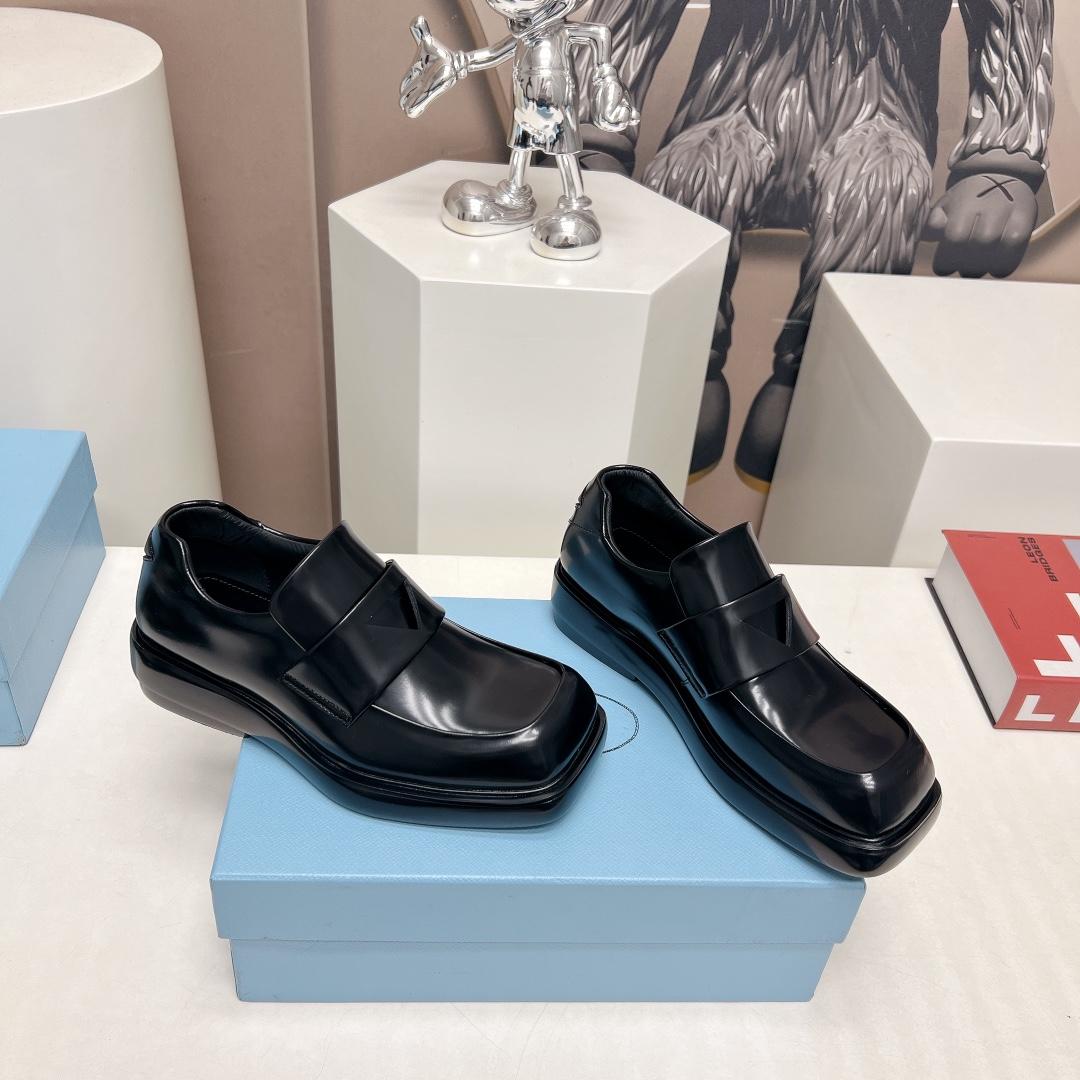 Prada Brushed Leather Loafers - DesignerGu