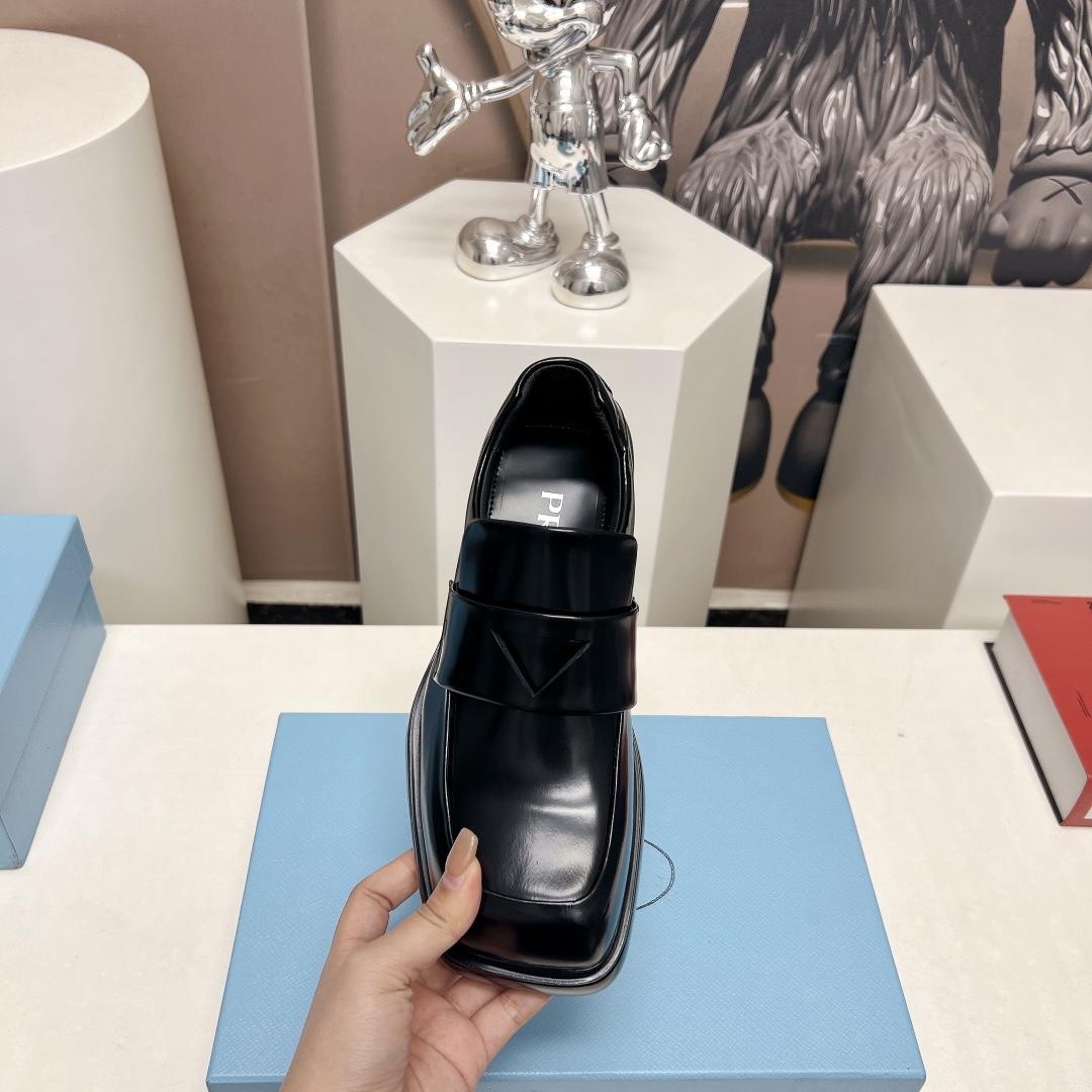 Prada Brushed Leather Loafers - DesignerGu