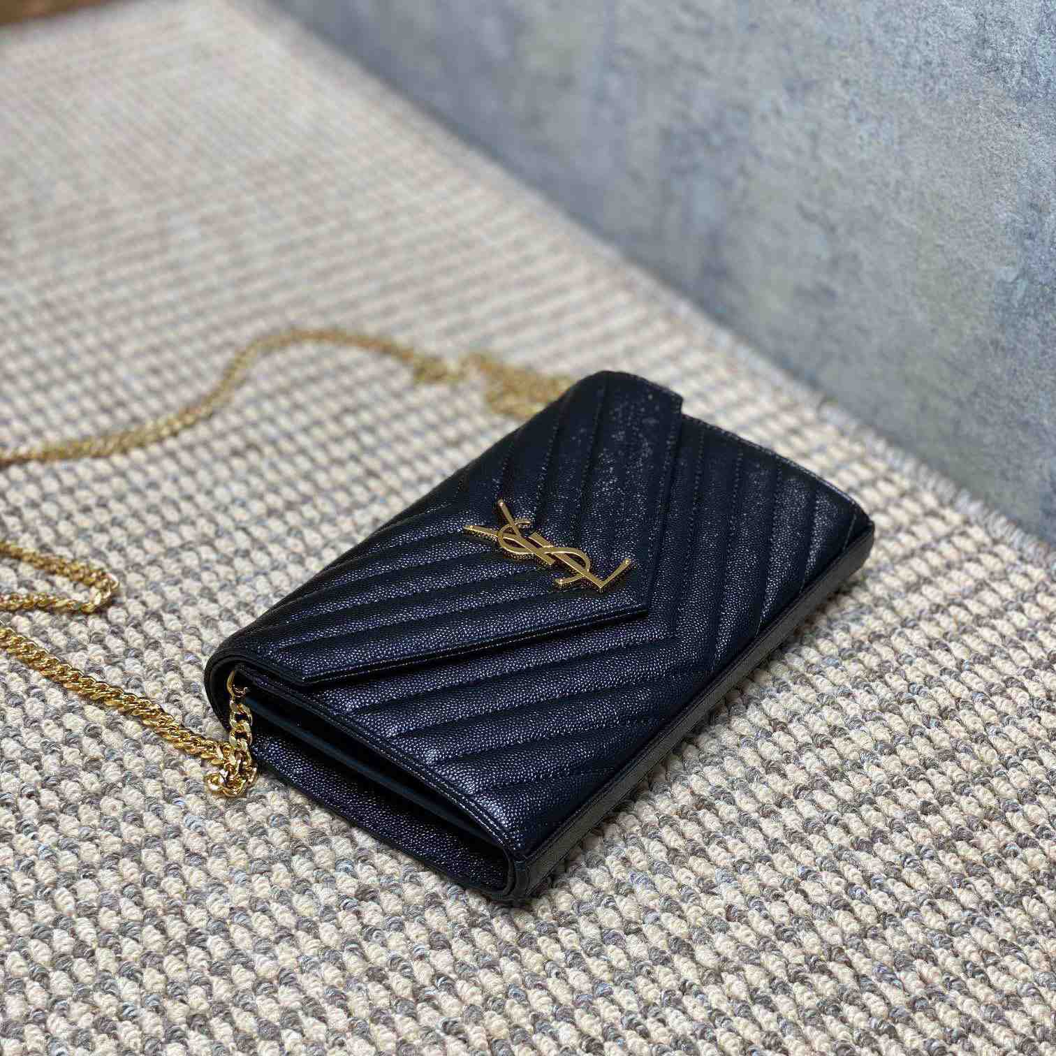 Saint Laurent Cassandre Chain Wallet In Lambskin - DesignerGu