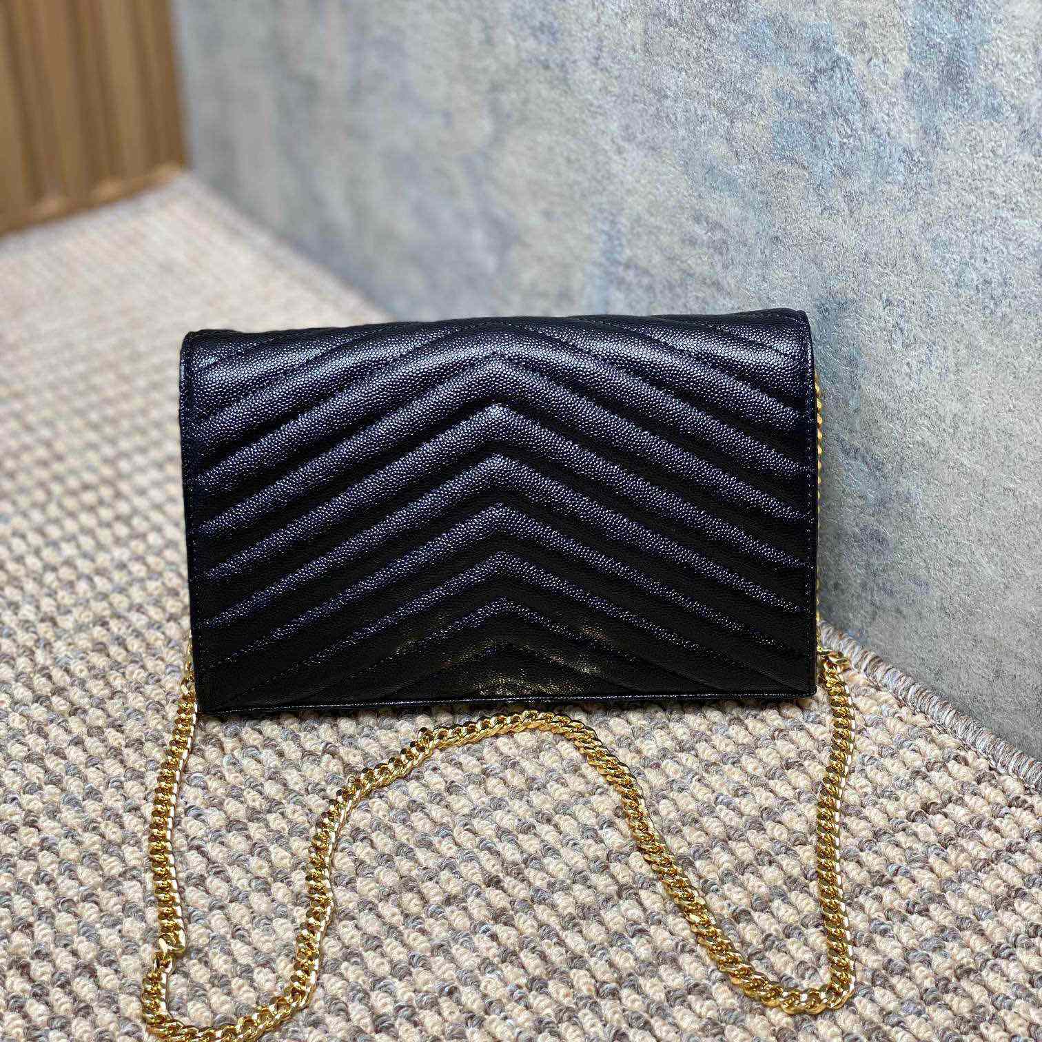 Saint Laurent Cassandre Chain Wallet In Lambskin - DesignerGu