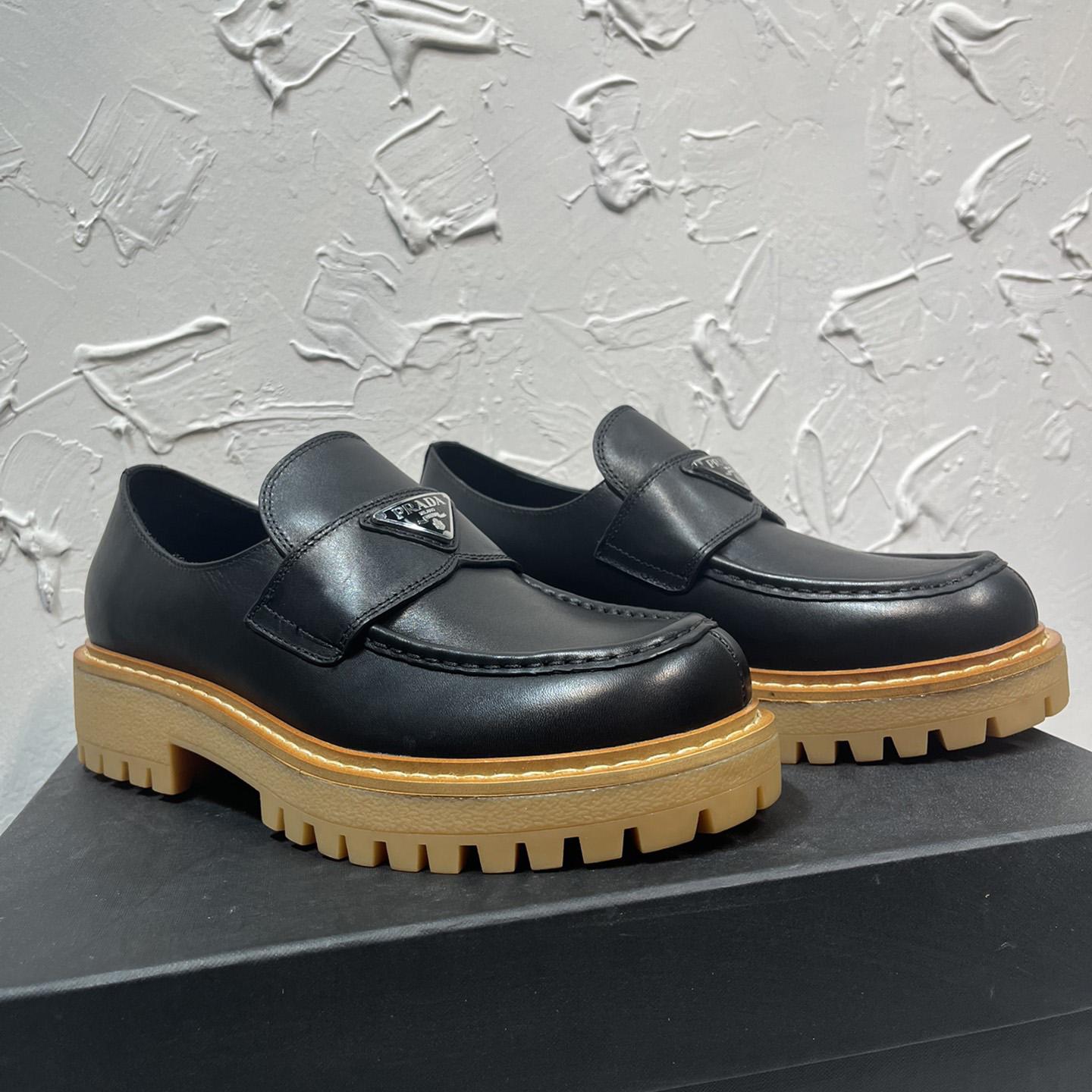 Prada Leather Loafers In Black - DesignerGu