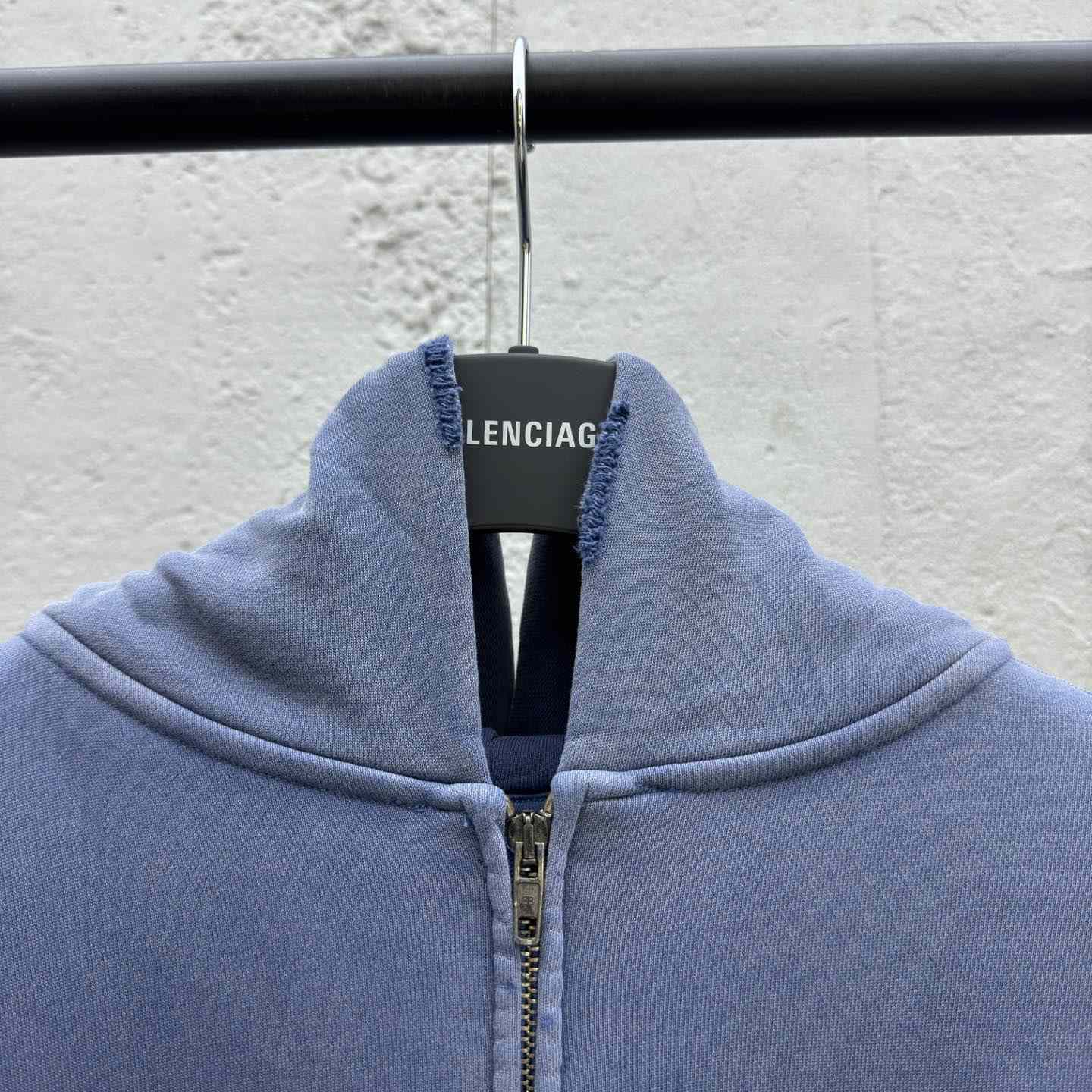 Balenciaga Burning Unity Zip-Up Hoodie Medium Fit In Light Blue - DesignerGu