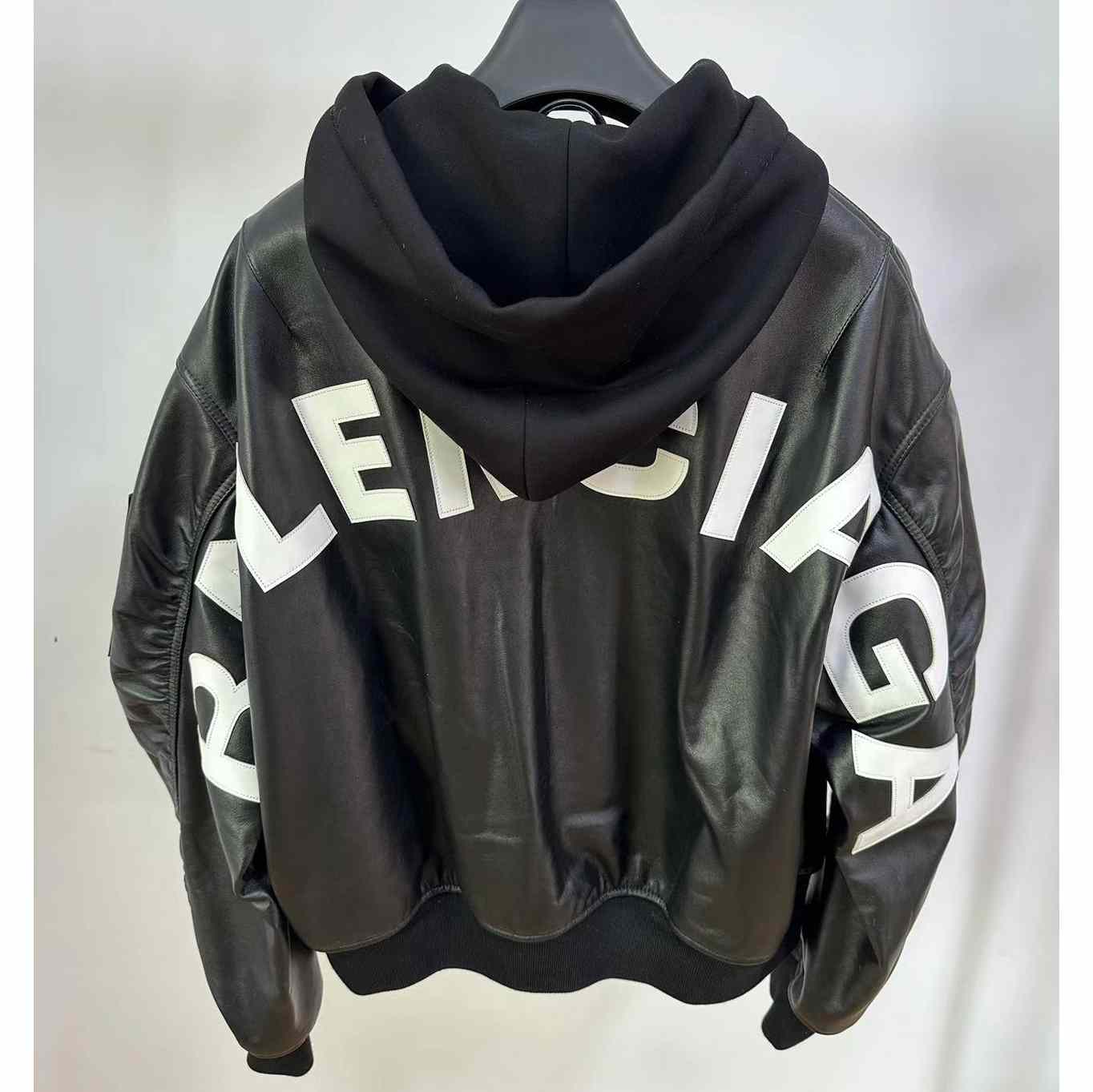 Balenciaga Leather Bomber Jacket - DesignerGu