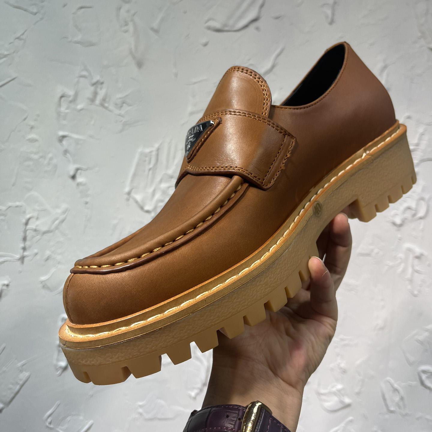 Prada Leather Loafers In Brown - DesignerGu