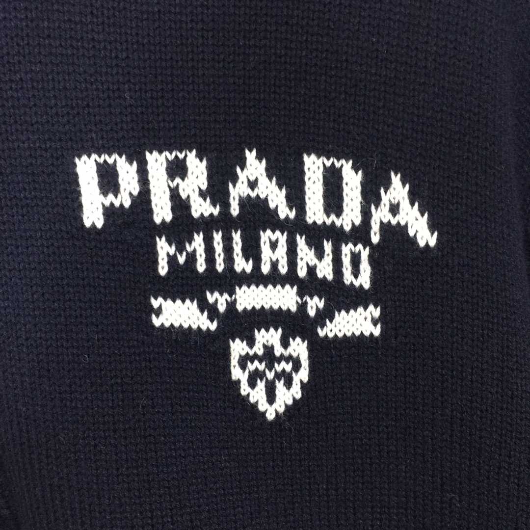 Prada Intarsia Knit Logo Zip-Up Cardigan - DesignerGu