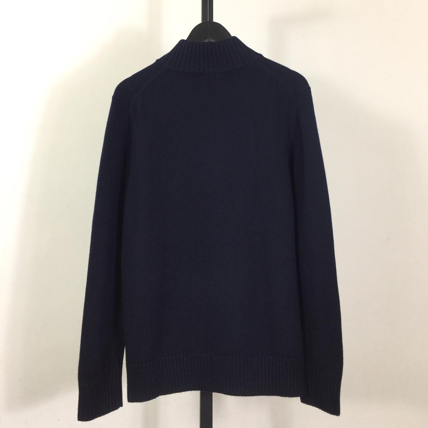 Prada Intarsia Knit Logo Zip-Up Cardigan - DesignerGu